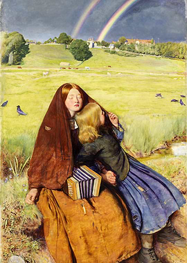 Rainbow and Two Figures