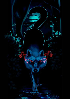 Glowing Wolf in Forest