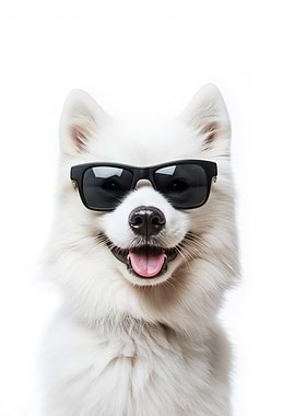 Cool Samoyed Dog in Sunglasses