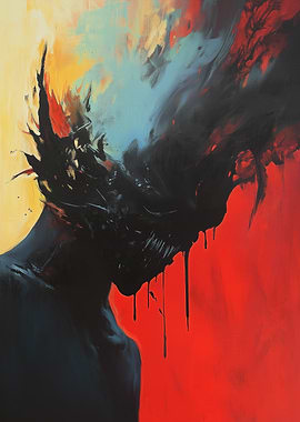 Abstract Figure in Black and Red