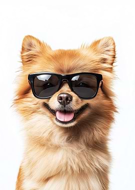 Cool Pomeranian Dog Wearing Sunglasses