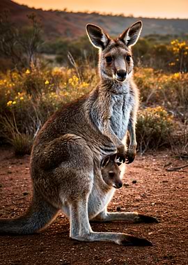 Kangaroo with Joey