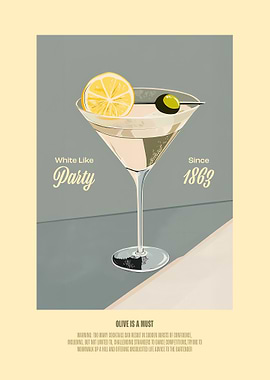 White Cocktail Poster