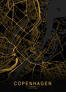 Golden Copenhagen City Map