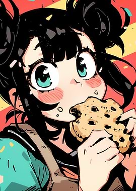 Anime Girl Eating Cookie