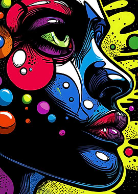 Pop Art Woman Big Lips Portrait