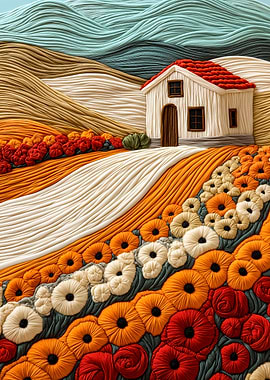 Yarn Landscape with House