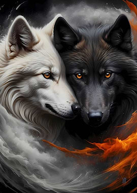 White and Black Wolves
