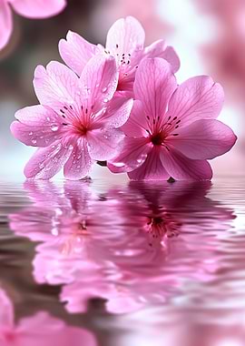 Pink Flowers in Water