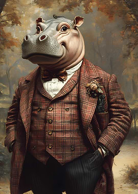The Distinguished Hippo – Victorian Elegance