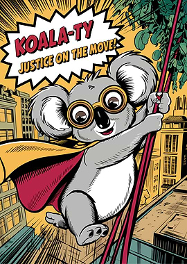 Koala Superhero Comic Art