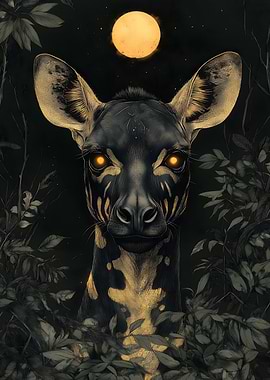 Okapi in Moonlight