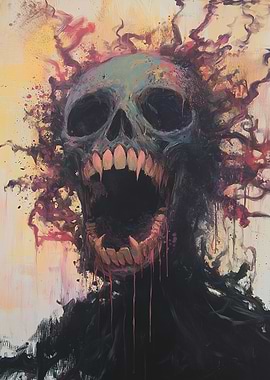 Screaming Skull Painting