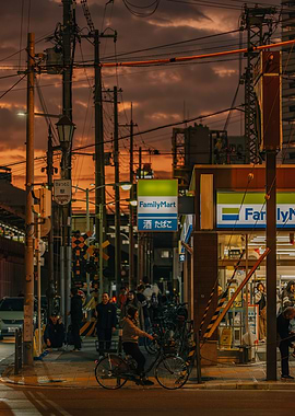 Konbini at Dusk in Osaka, Japan