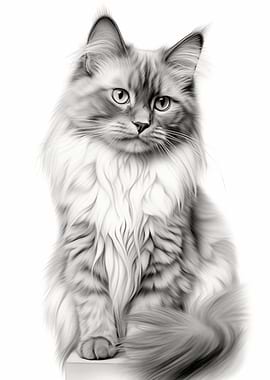 Black and White Ragdoll Cat Portrait