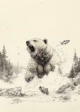 Grizzly Bear Fishing