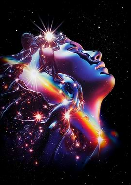 Stardust Cosmic Woman – Dreamy Synthwave Portrait