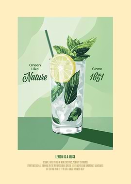 Mint & Lemon Cocktail Poster