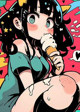 Anime Girl Eating Ice Cream