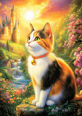Calico Cat in a Fantasy World