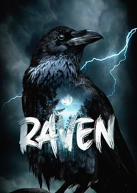 Raven with Forest Overlay
