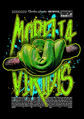 Green Tree Python Graphic Graffiti