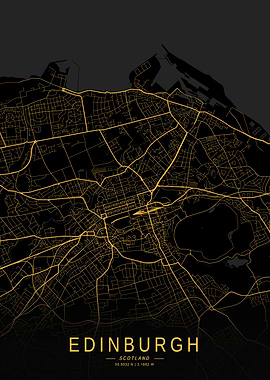 Golden Edinburgh City Map