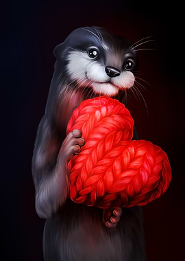 Otter Holding Heart