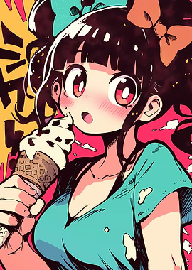 Anime Girl with Ice Cream