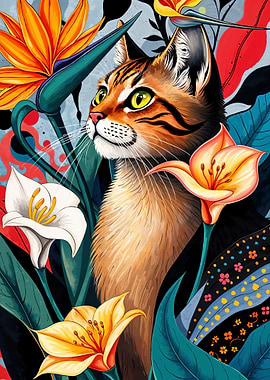 Cat in Flowers