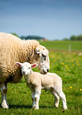 Mother Sheep and Lamb