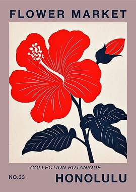 Honolulu Flower Market Poster