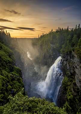 Waterfall Sunset