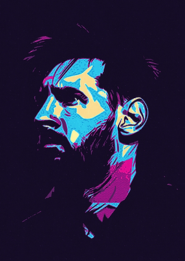Messi retro art Man in Neon Colors