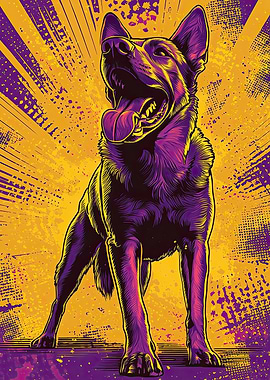 Purple Dog with Yellow Background