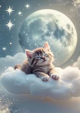 Sleeping Kitten on Cloud