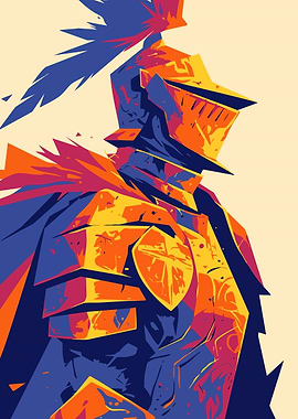 Medieval Knight in Armor Minimalist Art
