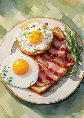 Fried Eggs and Bacon Breakfast