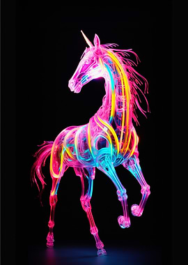 Neon Unicorn Sculpture