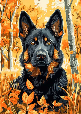 German Shepherd in Autumn