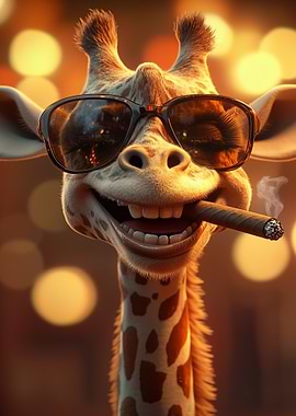 Cool Giraffe with Cigar