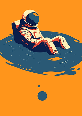 Astronaut in Space Puddle Abstract Art