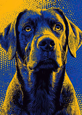 Blue and Yellow Dog Portrait