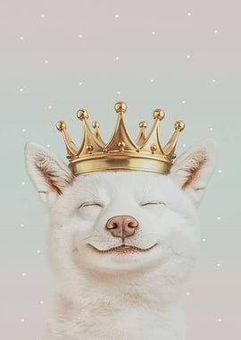 Smiling Shiba Inu with Crown