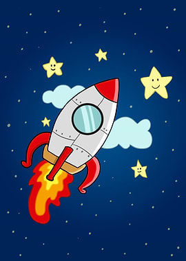 Cute Rocket Launch in Space