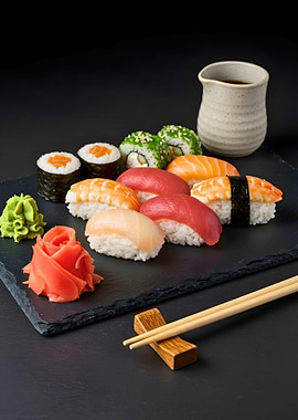Sushi Platter with Chopsticks