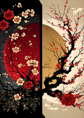 Cherry Blossom Tree | Sun and Moon Art