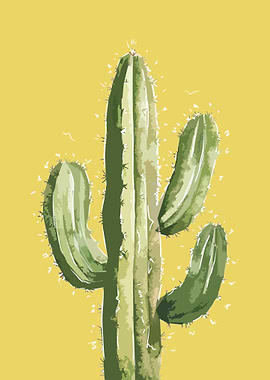 Cactus on Yellow Background