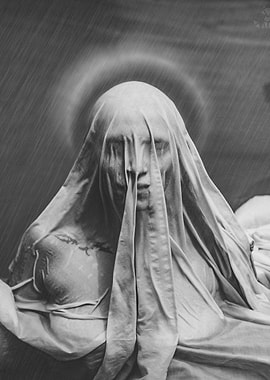 Veiled Figure in Rain
