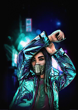 Cyberpunk Woman in Mask